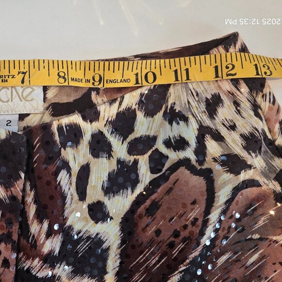 Cache Leopard sequin pants Size 2 - - Picture 6 of 6